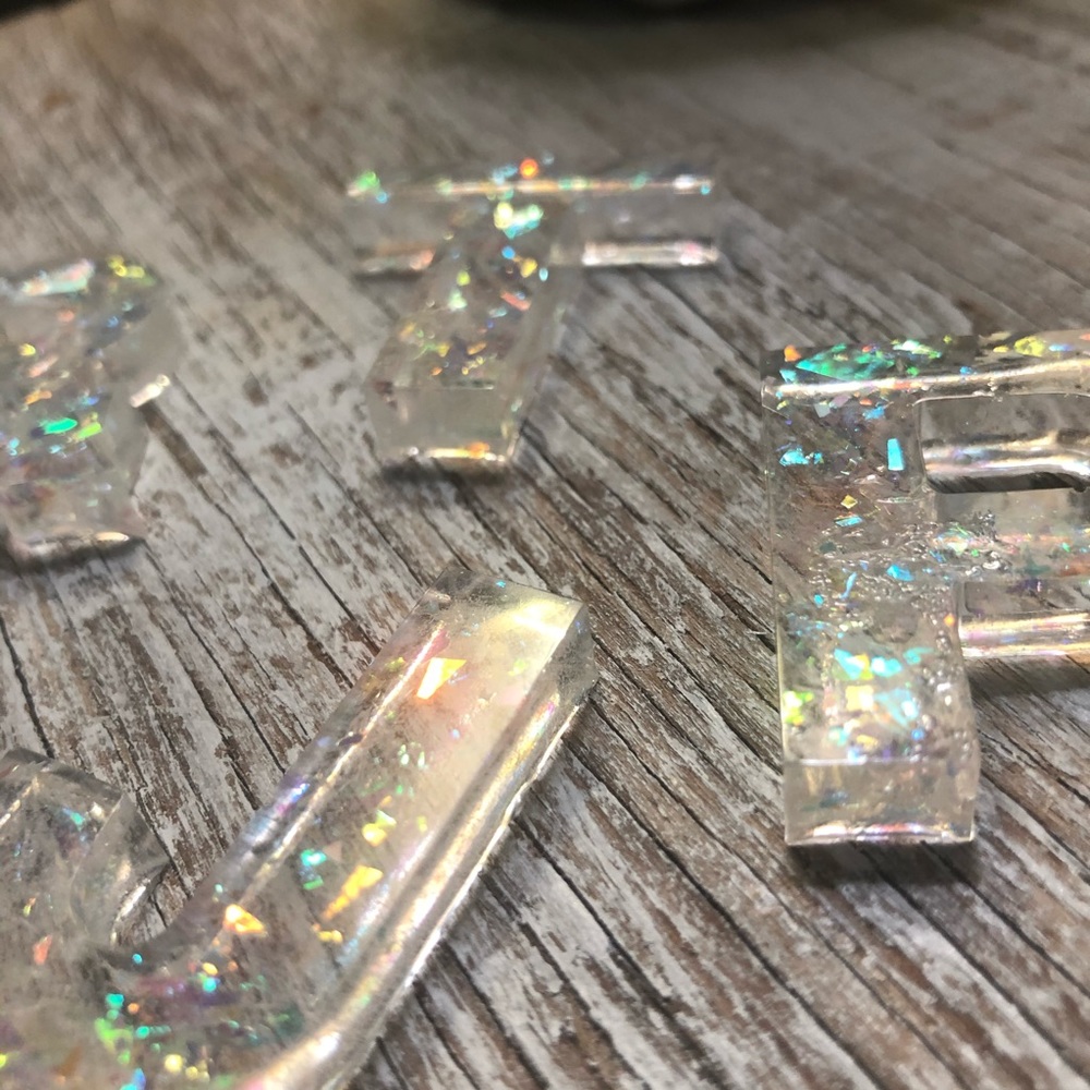 Aurora Rainbow Confetti Custom Letter Keychain - Picture 9 of 17